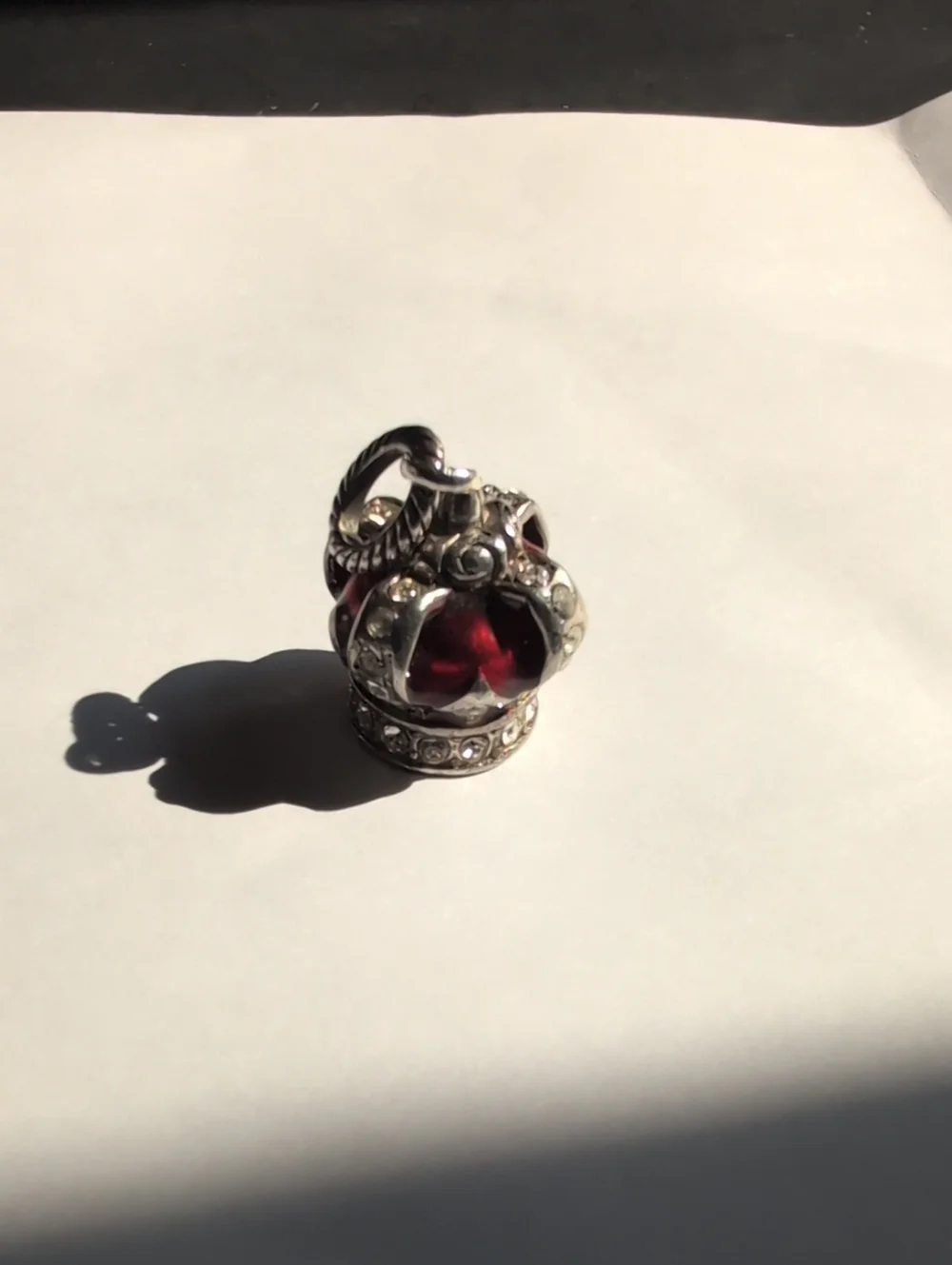 Brighton Silver Crown Pendant with Deep Red